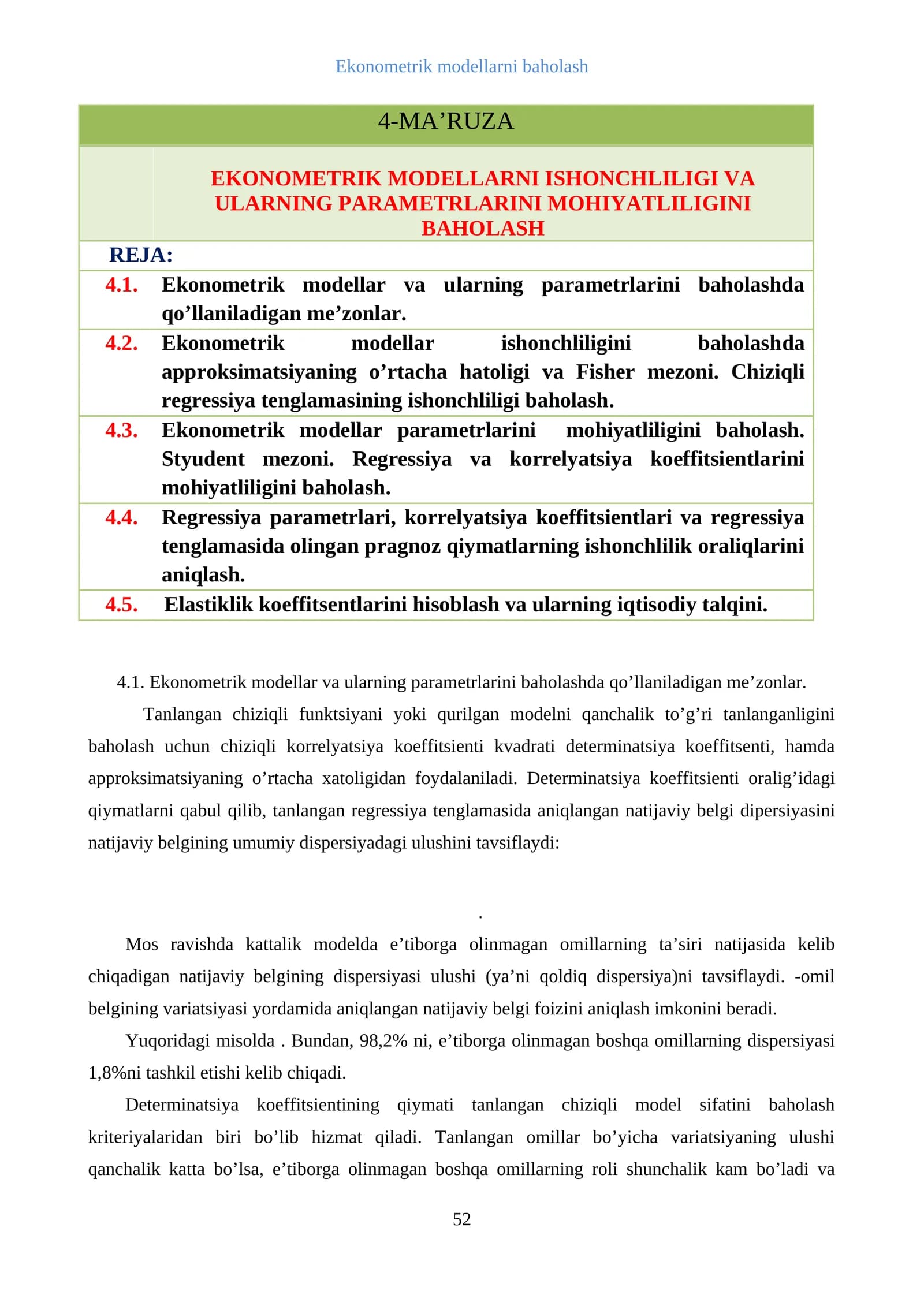 Ekonometrik modellarni baholash