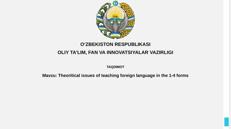 Theoretical Issues of Teaching Foreign Language in the 1-4 Forms