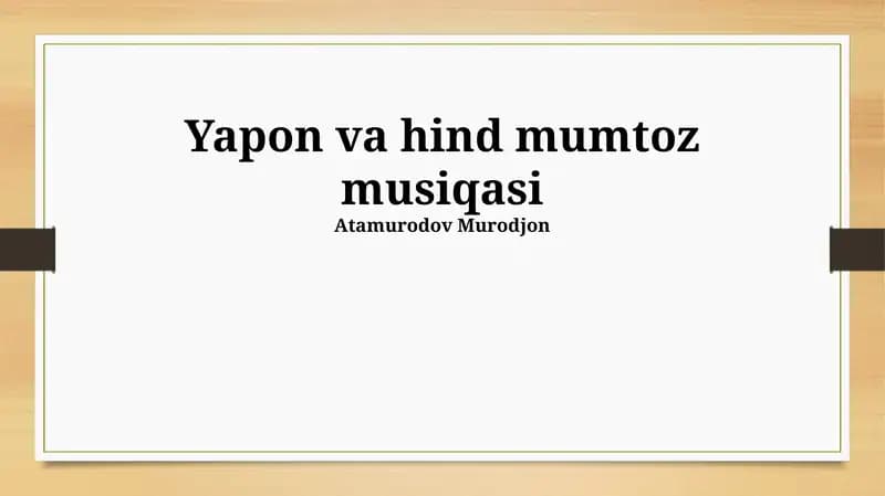 Yapon va hind mumtoz musiqasi
