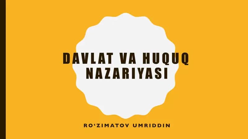 DAVLAT VA HUQUQ NAZARIYASI