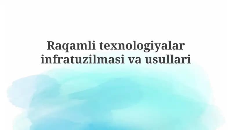 Raqamli texnologiya infratuzilmasi