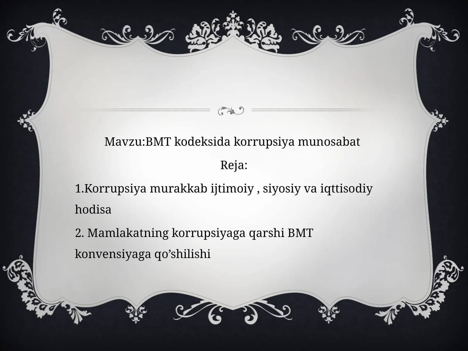 BMT kodeksida korrupsiyaga munosabat