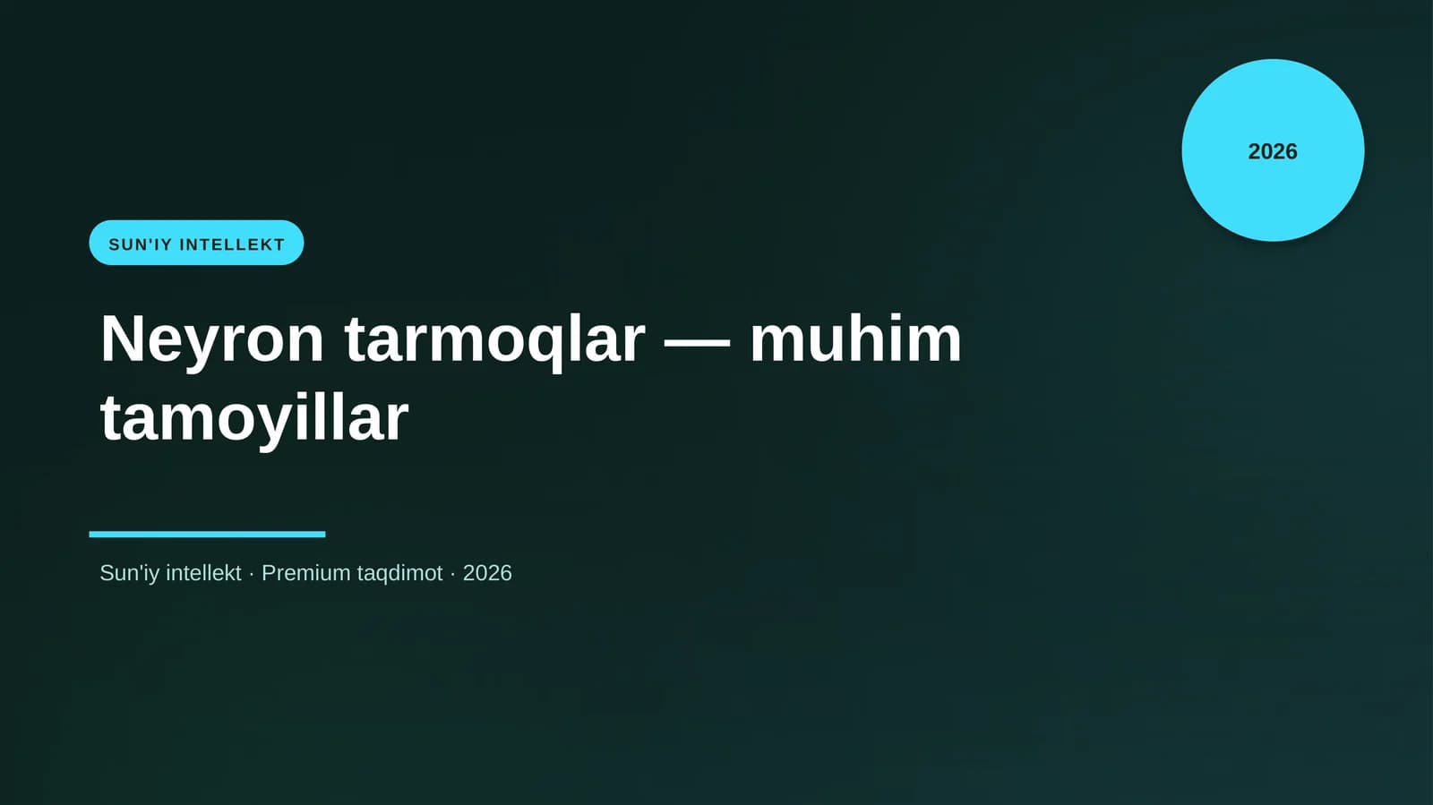 Neyron tarmoqlar — muhim tamoyillar