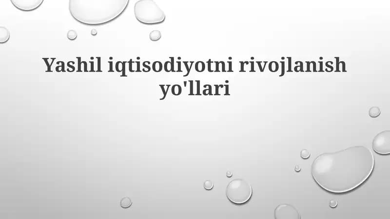 Yashil iqtisodiyot
