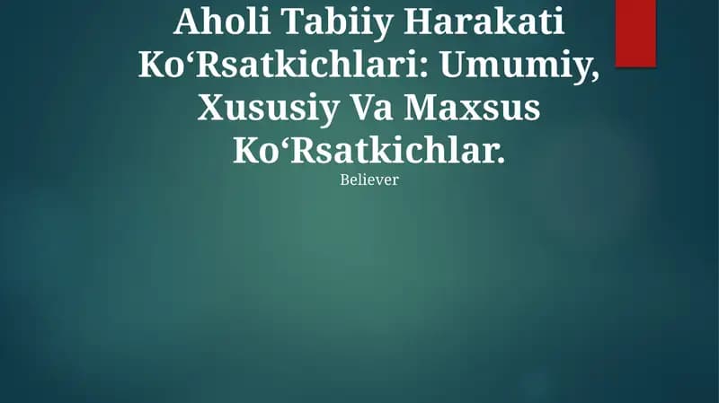Aholi Tabiiy Harakati Ko‘Rsatkichlari