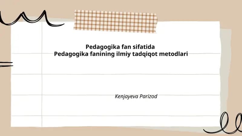 Pedagogika fan sifatida