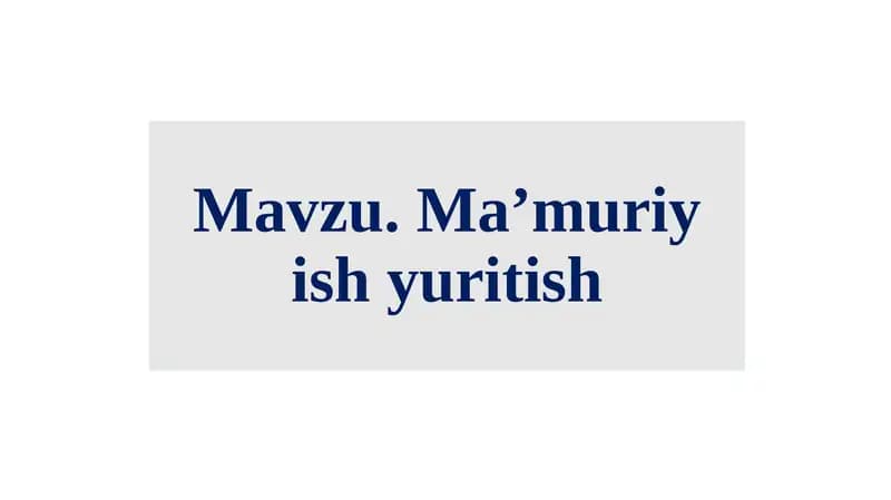 Ma’muriy ish yuritish
