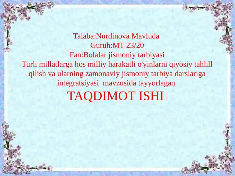 Talabalarning jismoniy tarbiyasini rivojlantirish