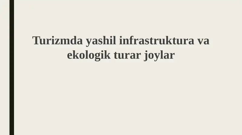 Yashil infratuzilma va ekoturizm