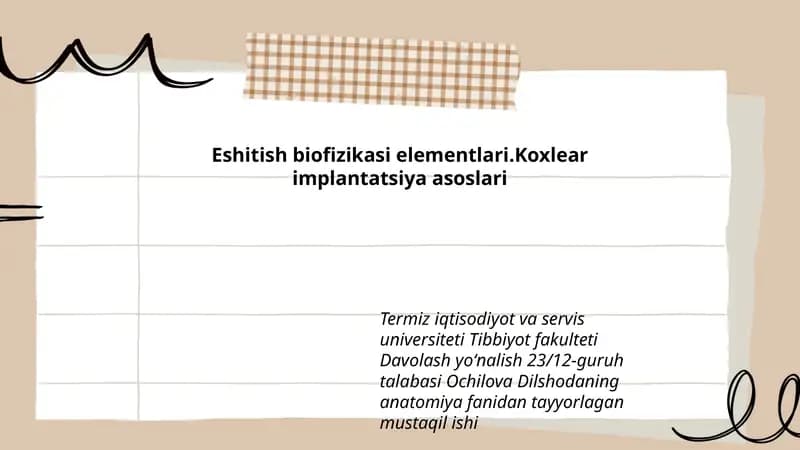 Koxlear implantatsiya asoslari