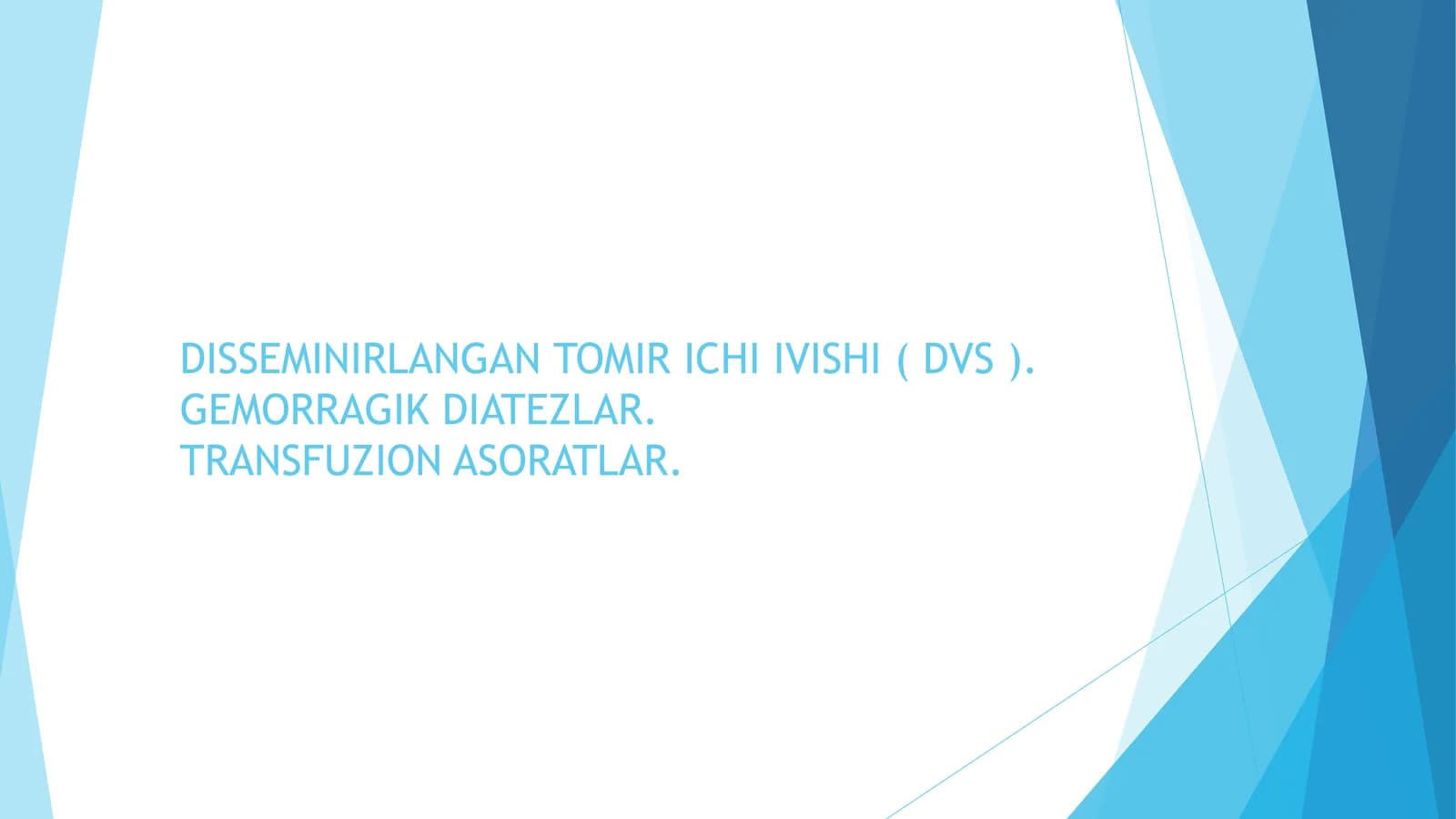 Mikrosirkulator o’zanda bir talay mayda-mayda tromblar paydo bo’lishi sindromi
