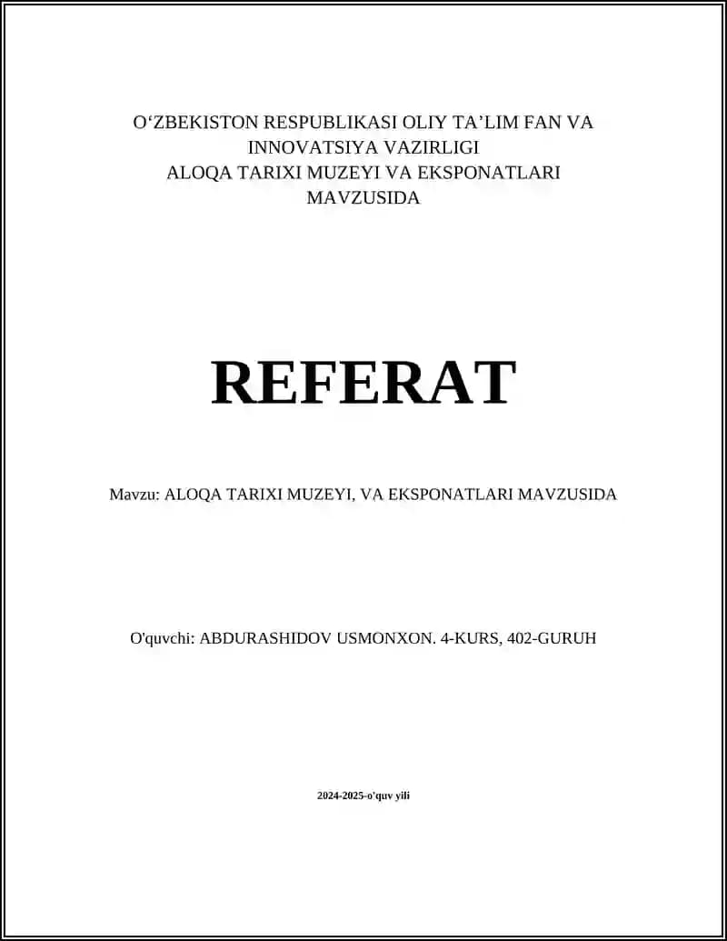 ALOQA TARIXI MUZEYI VA EKSPONATLARI