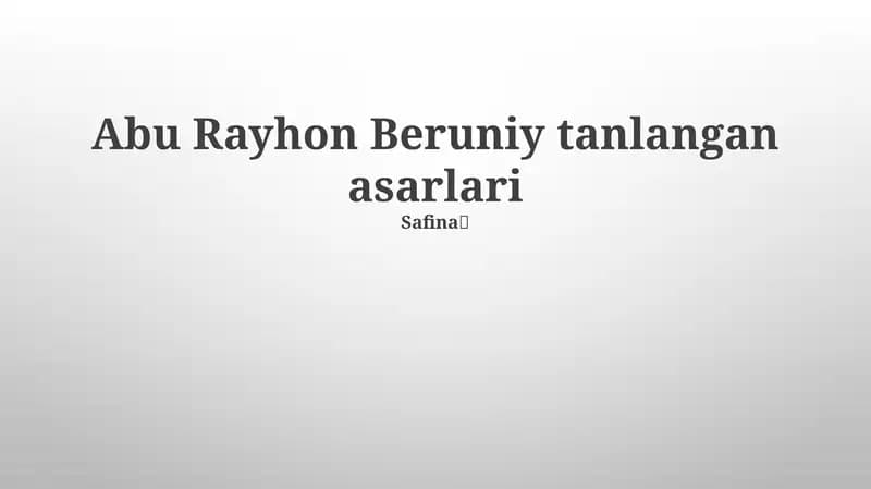Abu Rayhon Beruniy tanlangan asarlari