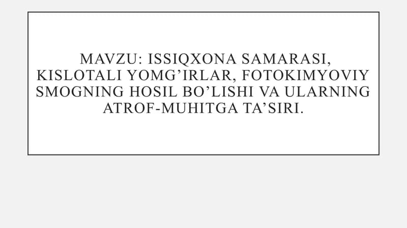Issiqxona samarasi