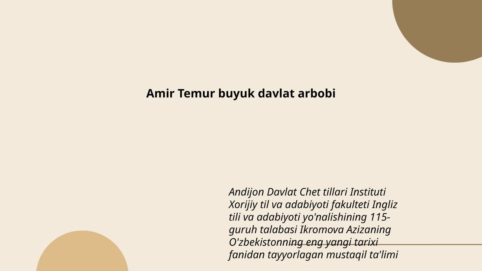 O'zbekistonning eng yangi tarixi fani