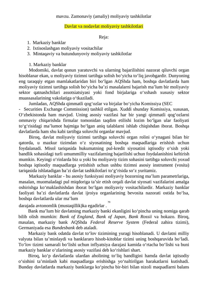 Markaziy banklar