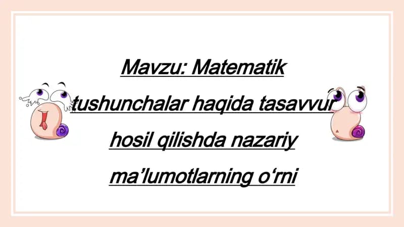 Matematik Tushunchalar Haqida Tavsiflar