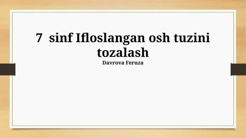 Osh tuzini tozalash