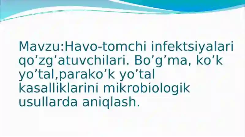 Havo-tomchi infektsiyalari qo’zg’atuvchilari