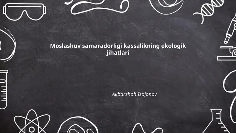 Moslashuv samaradorligi kassalikning ekologik jihatlari