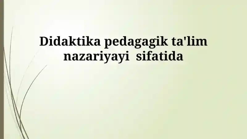 Didaktika ta'limiy nazariya sifatida