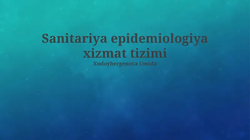Sanitariya epidemiologiya xizmat tizimi