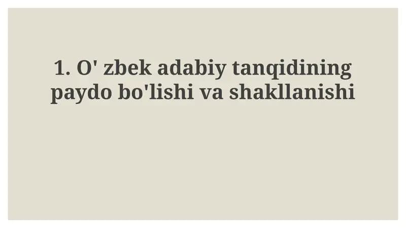 O'zbekadabiytanqidiningpaydobo'lishivashakllanishi
