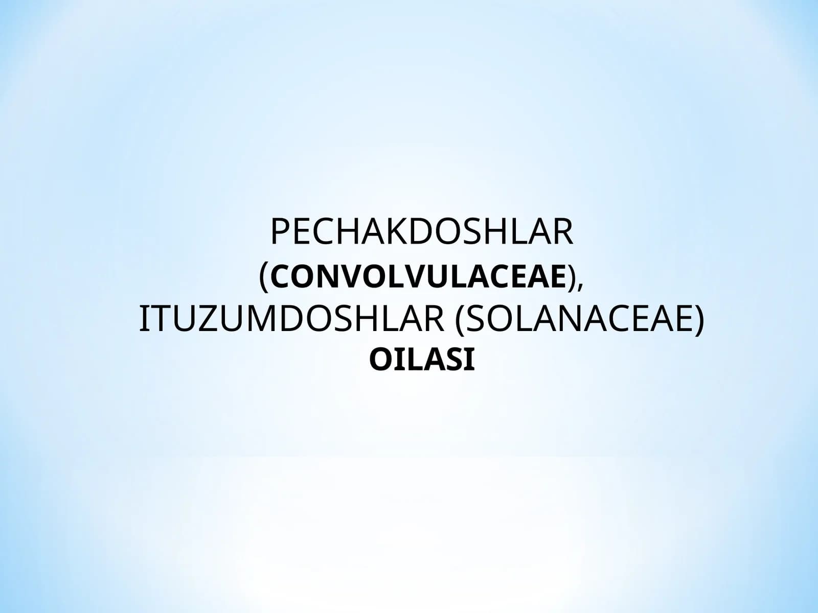 Pechakdoshlar (Convolvulaceae) va Ituzumdoshlar (Solanaceae) oilasi