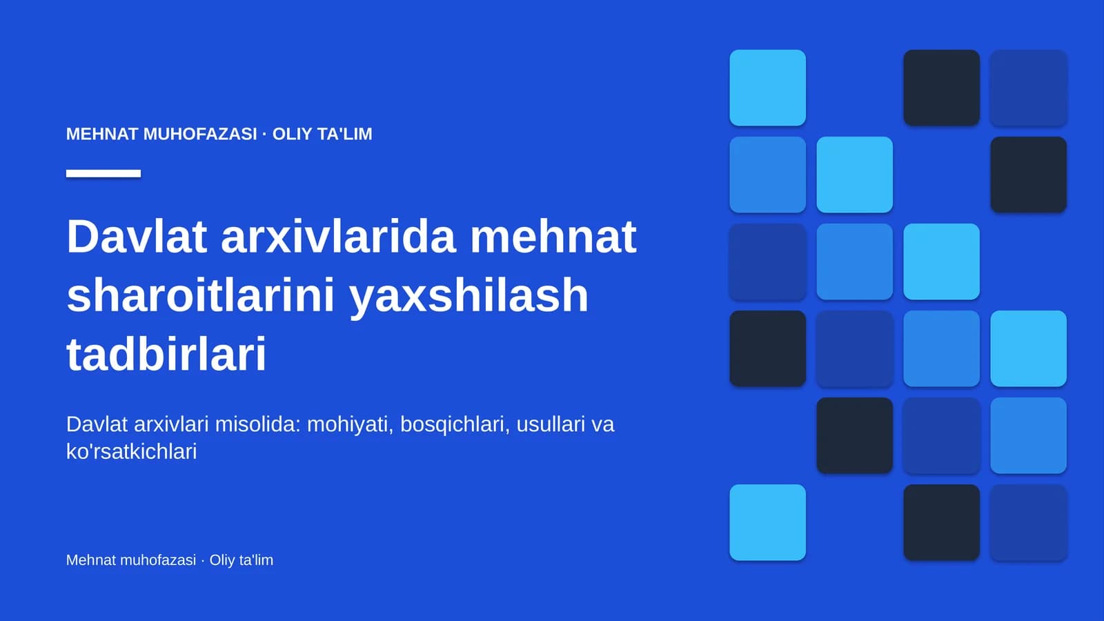 Mehnat muhofazasi · Oliy ta'lim