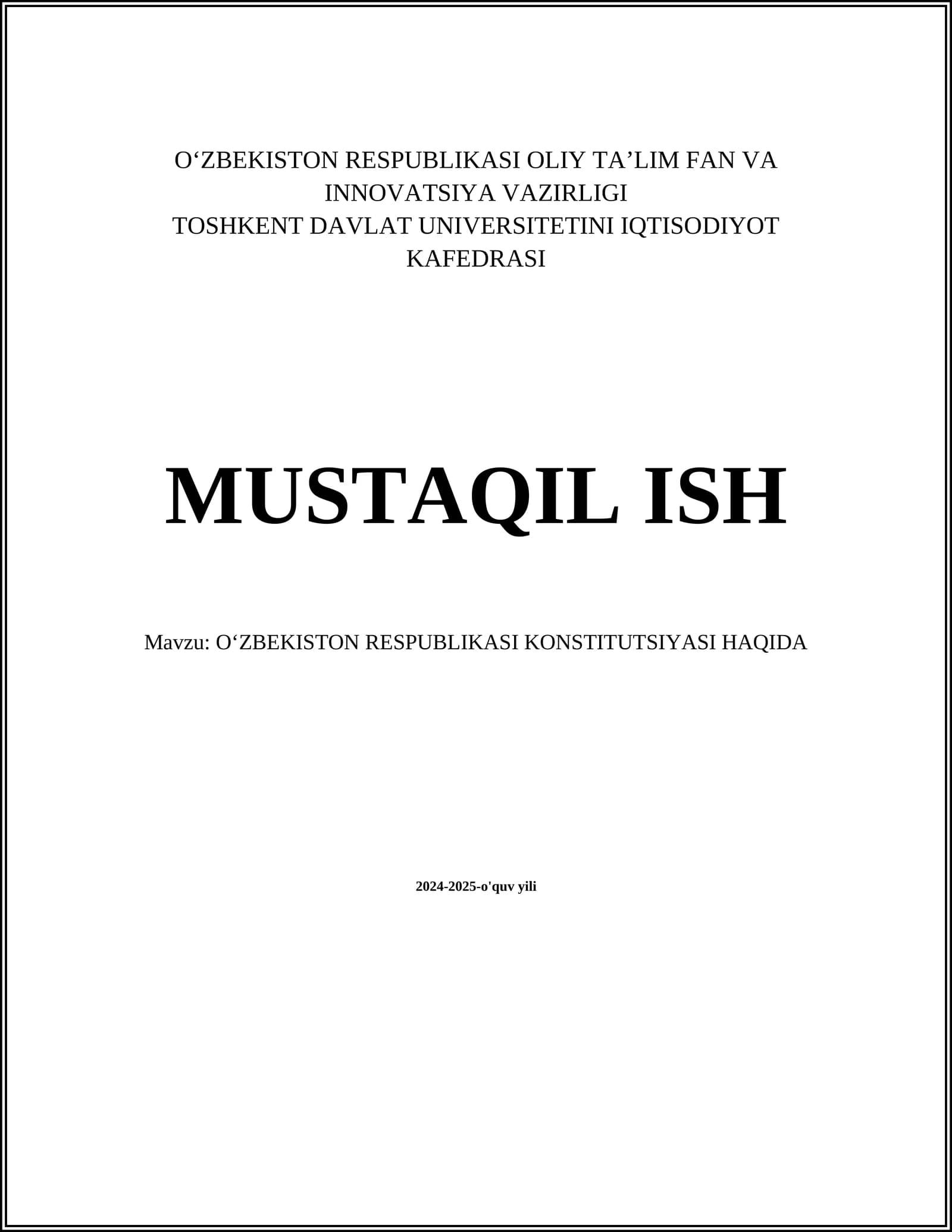 O‘zbekiston Respublikasi Konstitutsiyasi