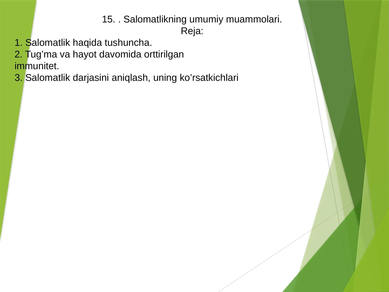Salomatlikning umumiy muammolari