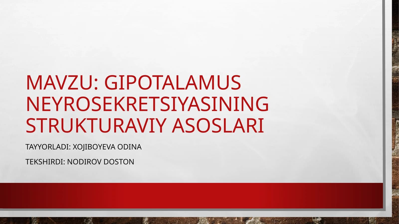 Gipotalamus neyrosekretsiyasining strukturaviy asoslari