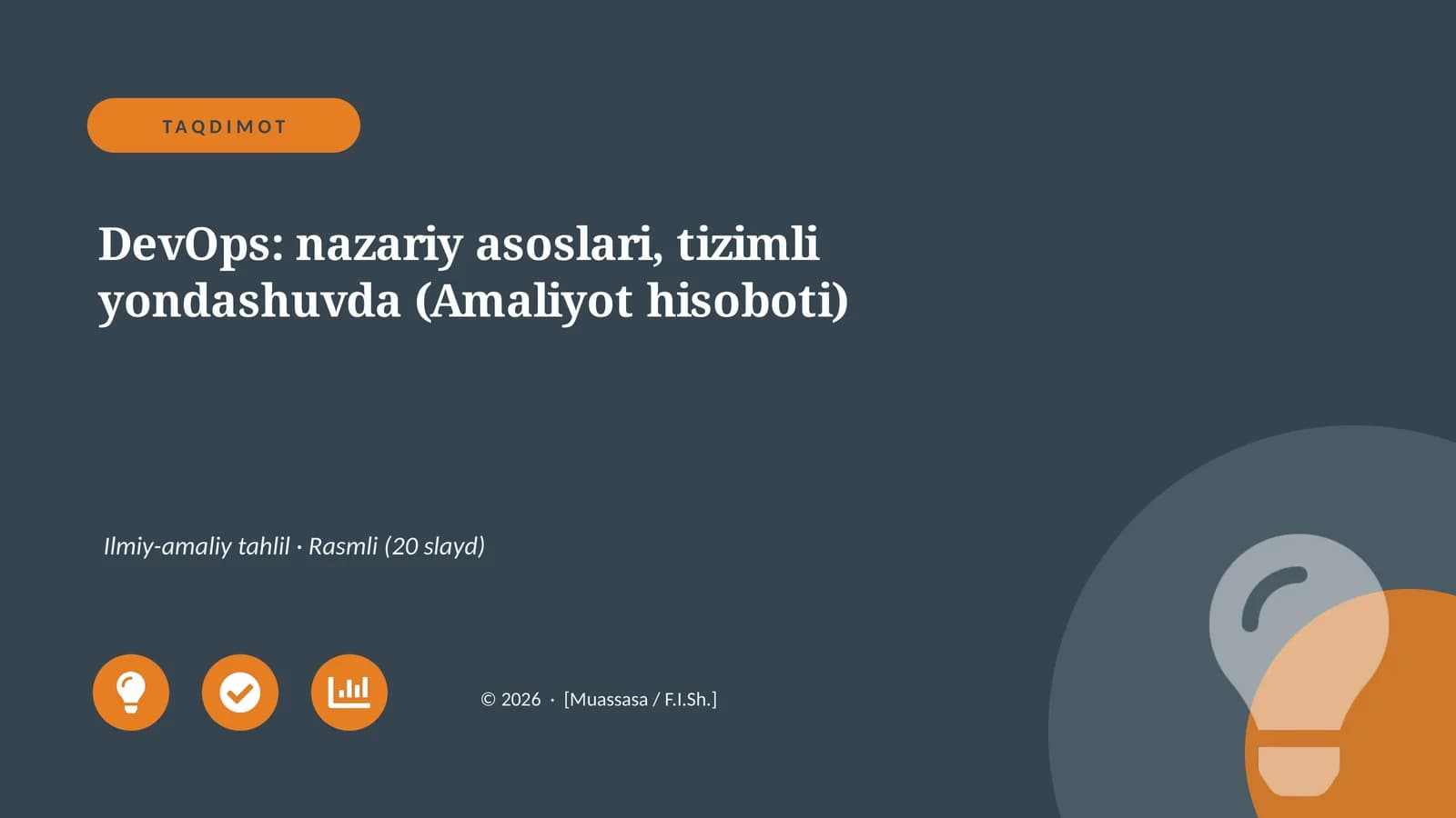 DevOps: nazariy asoslari, tizimli yondashuvda (Amaliyot hisoboti)