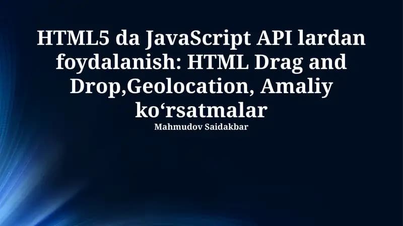 Geolocation API: Amalda qo‘llanma