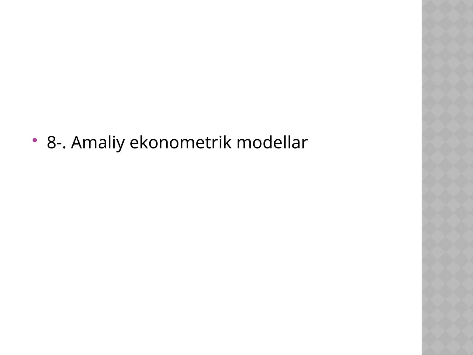 Amaliy ekonometrik modellar