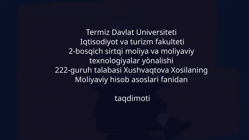 Moliyaviy hisob