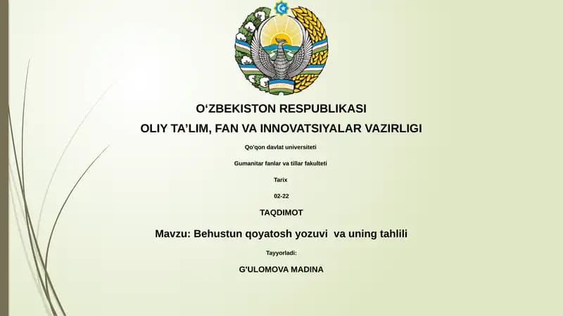 Behustun qoyatosh yozuvi va uning tahlili