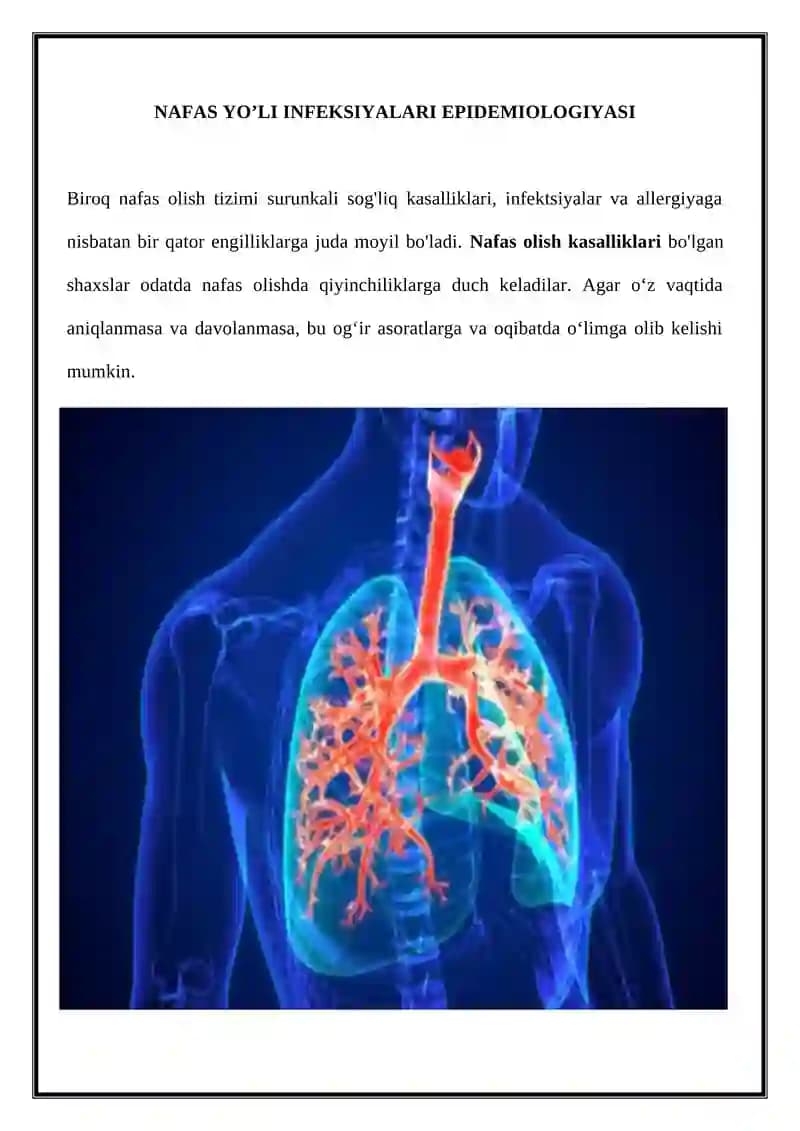 NAFAS YO’LI INFEKSIYALARI EPIDEMIOLOGIYASI