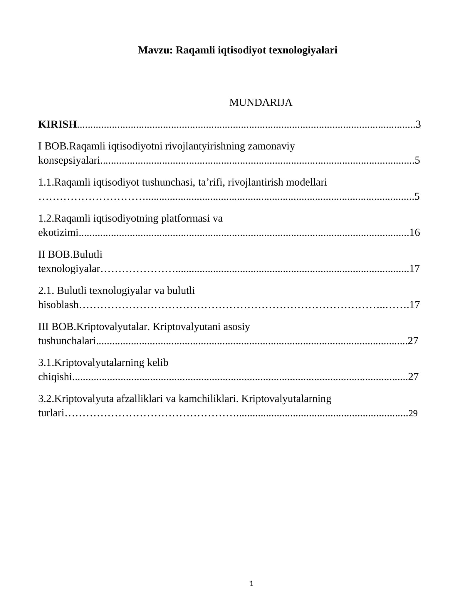 Raqamli iqtisodiyot texnologiyalari