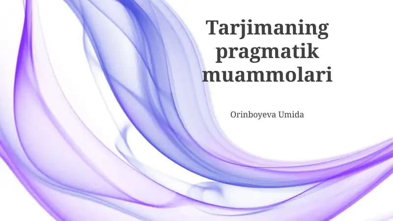 Tarjimaning pragmatik muammolari