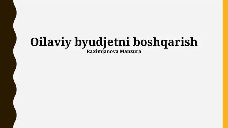 Oilaviy byudjetni boshqarish