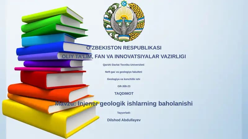 Injener geologik ishlarning baholanishi