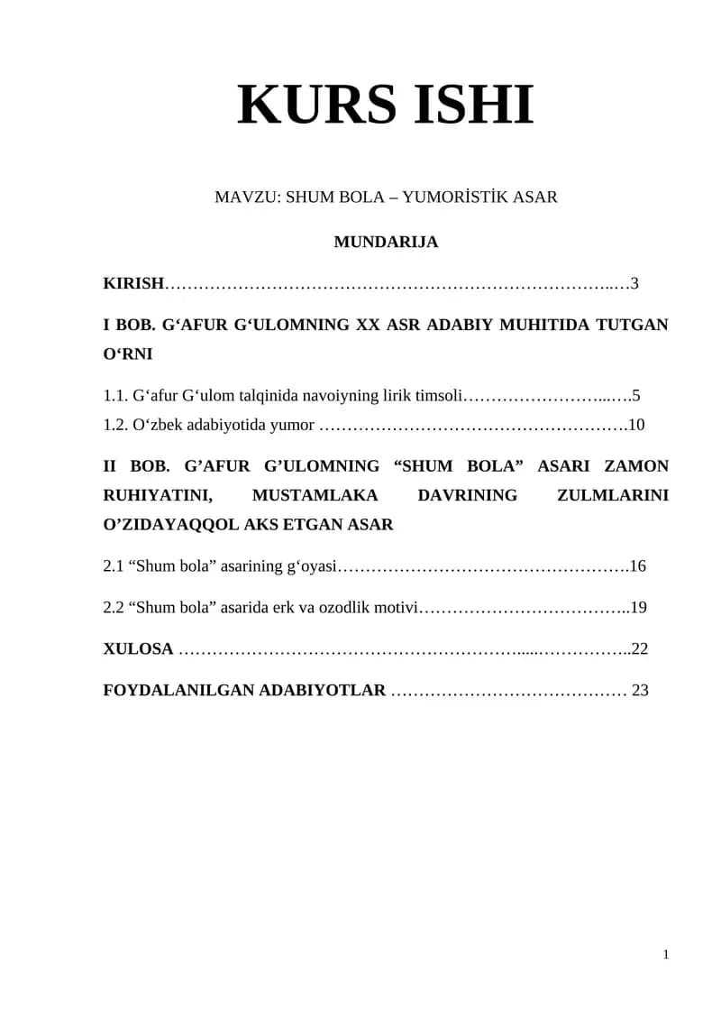 "SHUM BOLA – YUMORİSTİK ASAR"