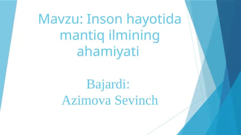 Inson hayotida mantiqiy fikrlash