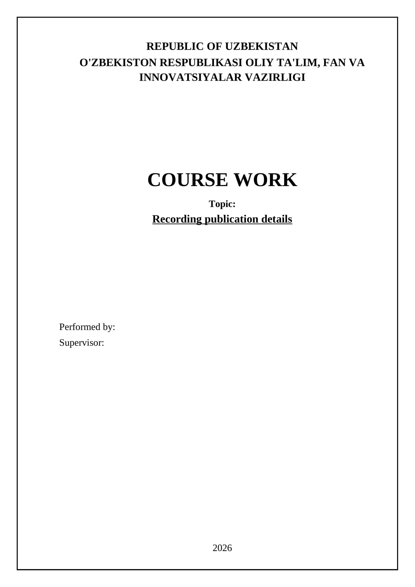 Recording publication details