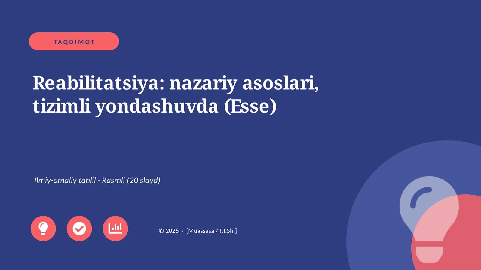 Reabilitatsiya: nazariy asoslari, tizimli yondashuvda (Esse)