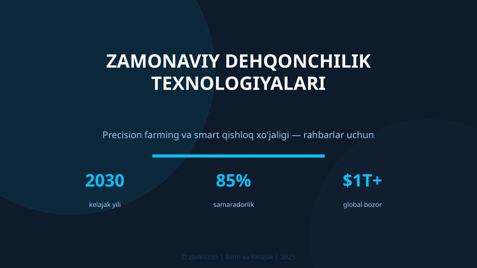 ZAMONAVIY DEHQONCHILIK TEXNOLOGIYALARI