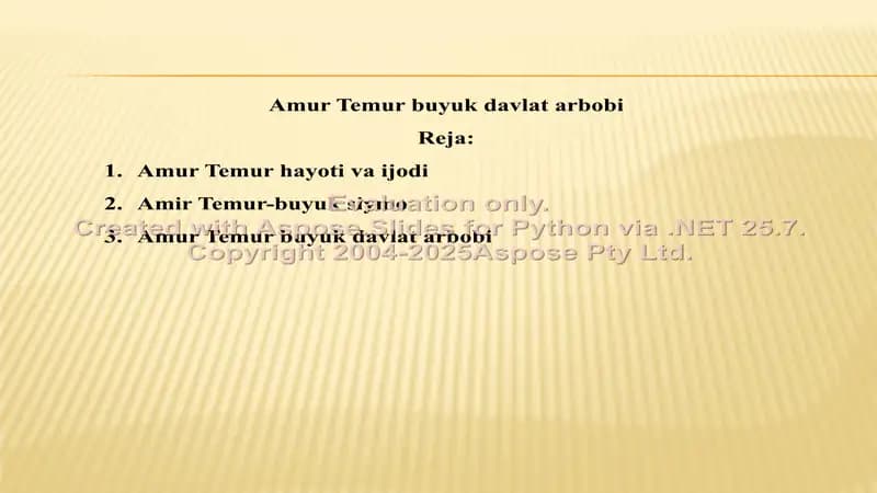 Amur Temur buyuk davlat arbobi