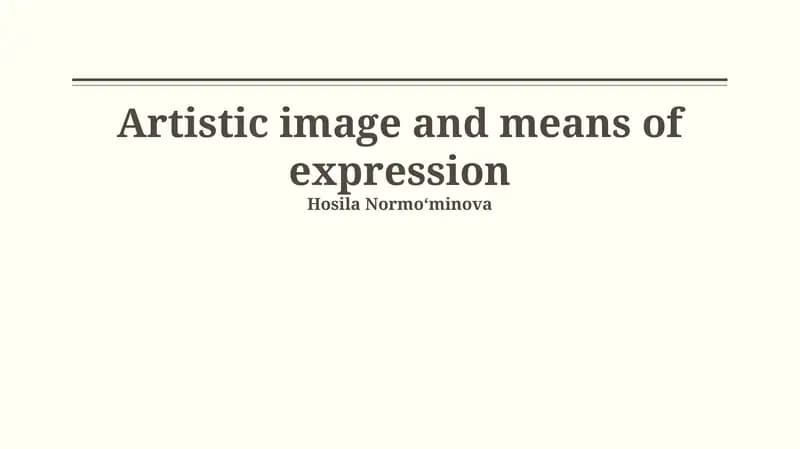 Artistic image and means of expression
