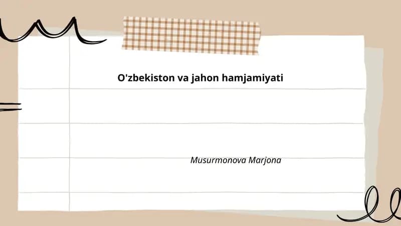 O'zbekiston va jahon hamjamiyati